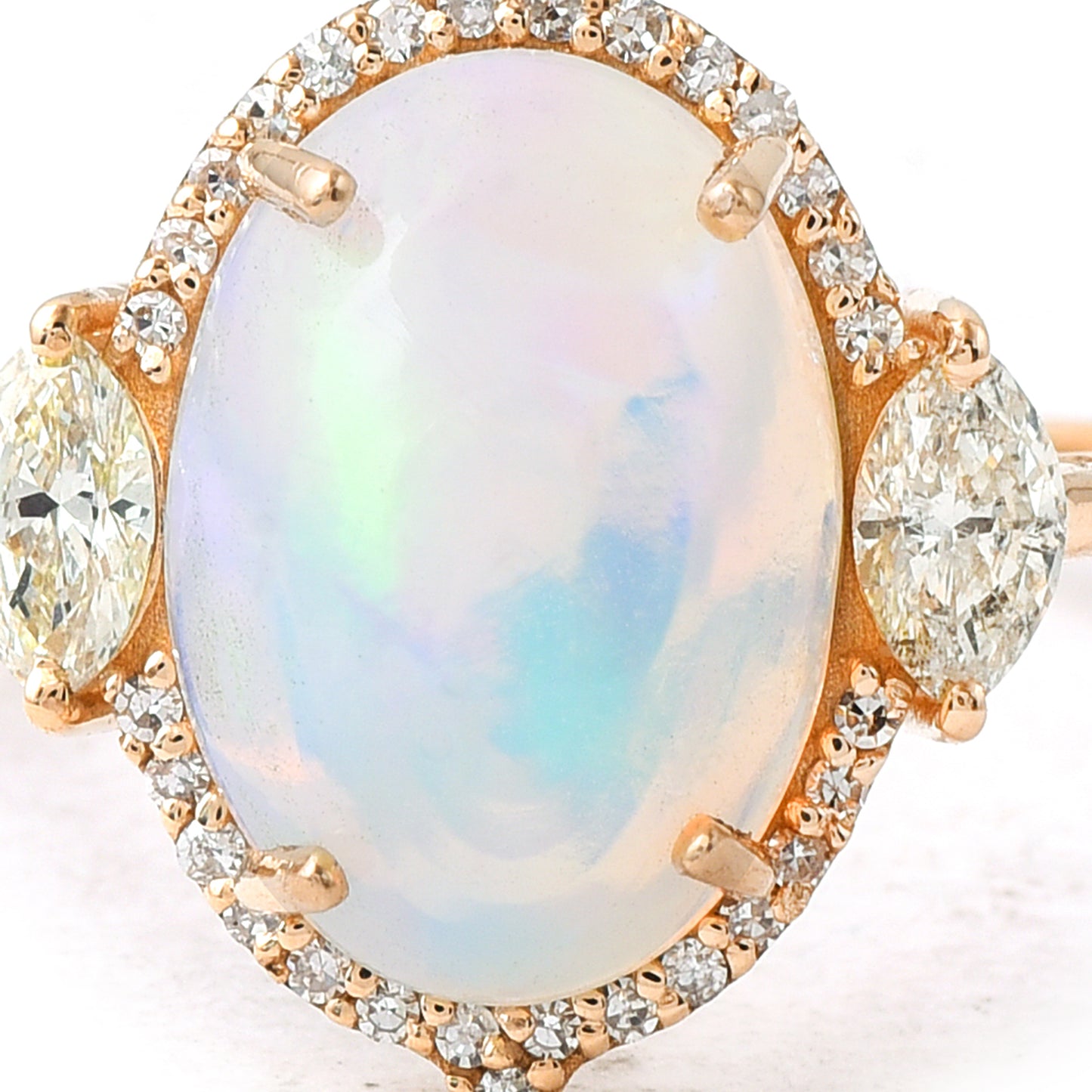 2.05 Ct Oval Cabochon Cut Natural Opal 14K Gold Ring