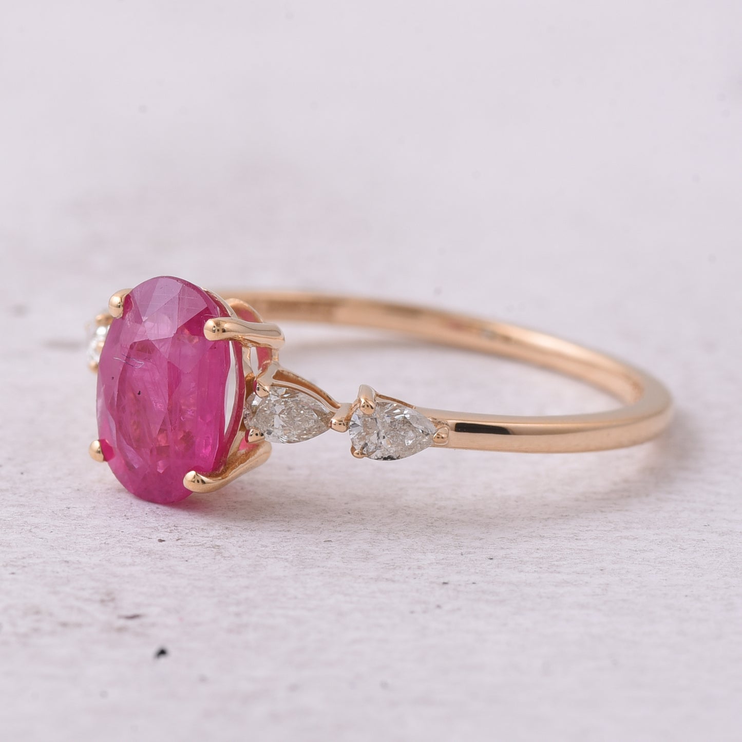 1.71 Ct Oval Mixed Cut Natural Ruby 14K Gold Ring