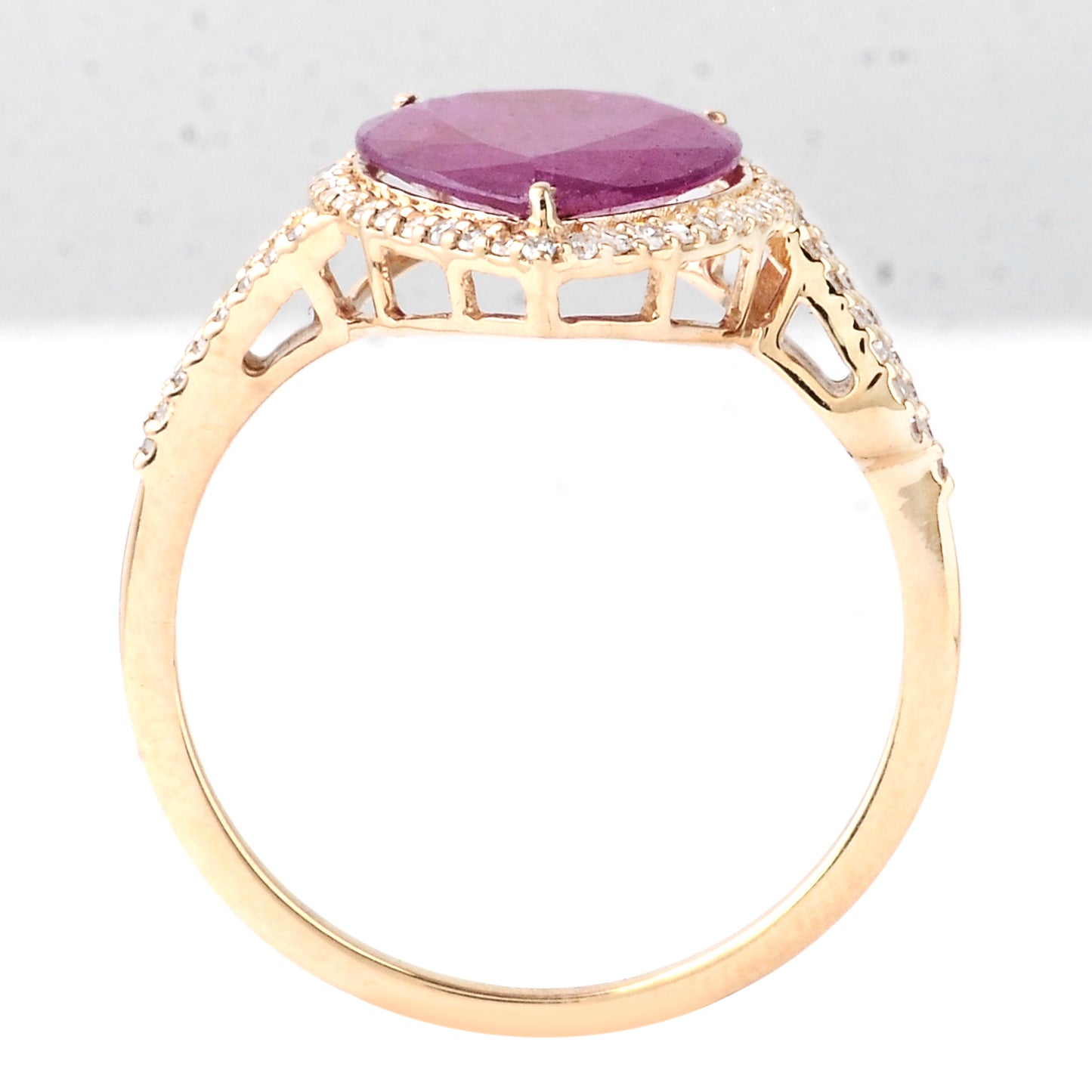 2.42 Ct Pear Mixed Cut Natural Corundum Ruby 14K Gold Ring