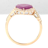 2.42 Ct Pear Mixed Cut Natural Corundum Ruby 14K Gold Ring