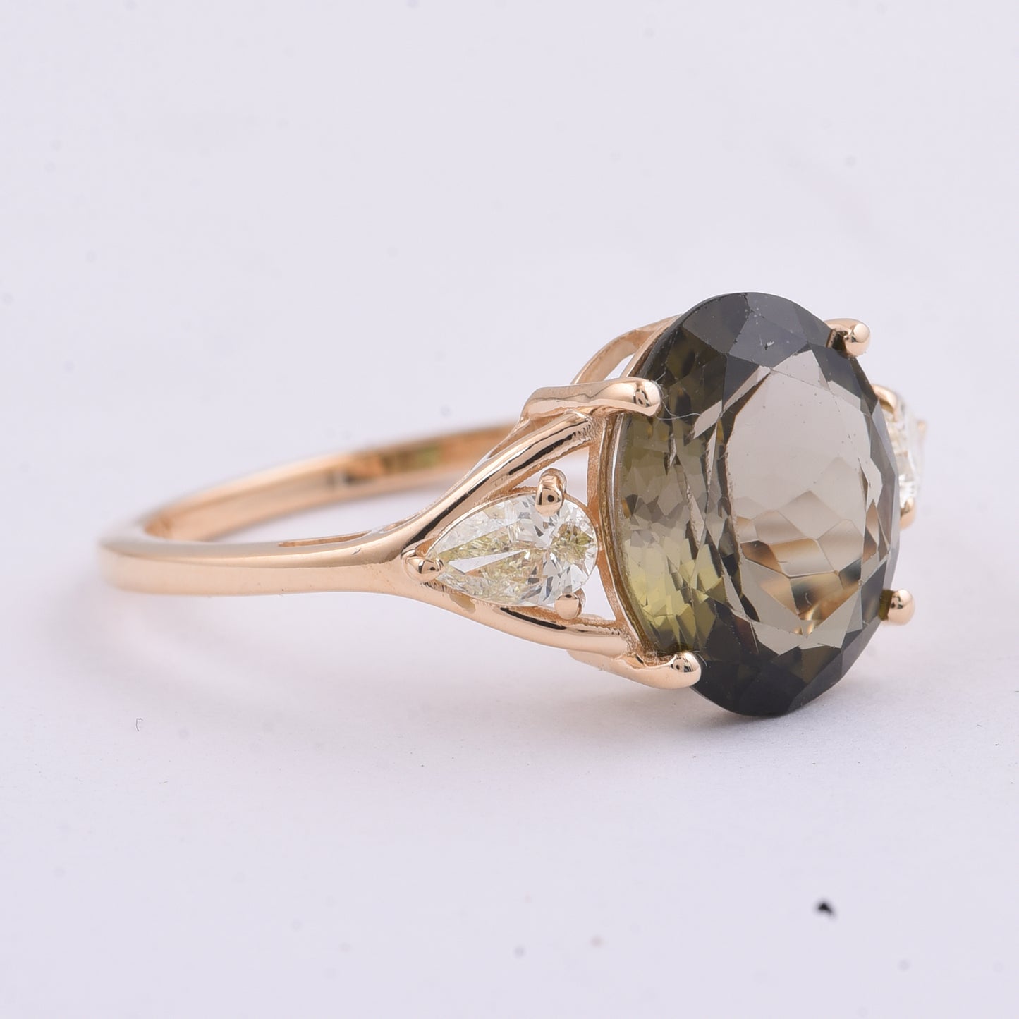 3.45 Ct Oval Natural Tourmaline 14K Gold Ring