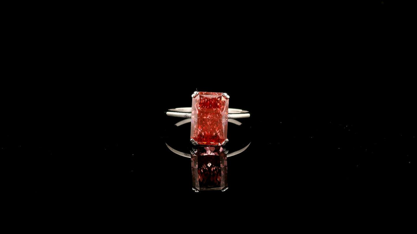 3.01 Carats Pink Lab Grown Diamond 14K Gold Ring