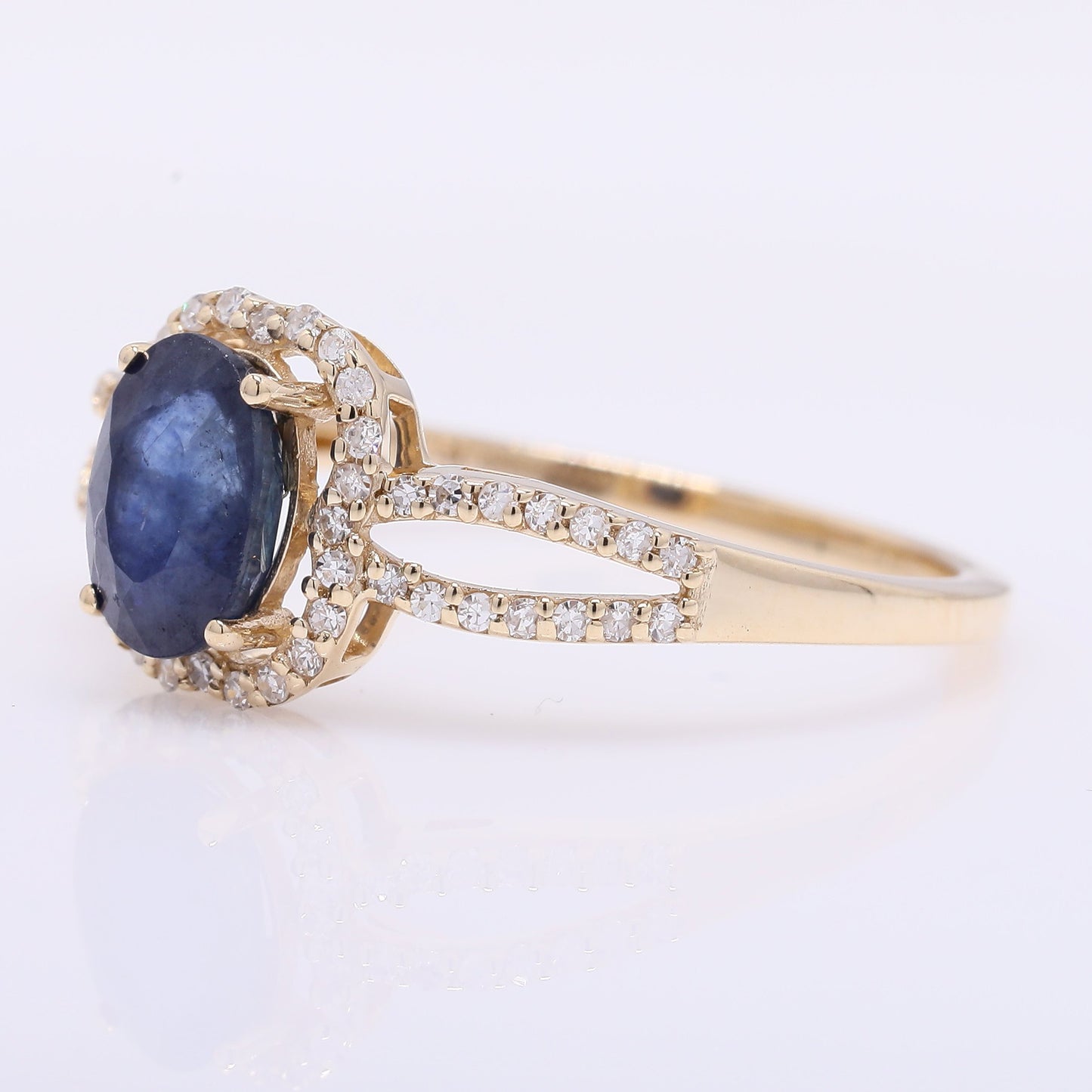 1.33 Ct Oval Mixed Cut Natural Sapphire 14K Gold Ring