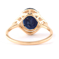 3.93 Ct Oval Mixed Cut Natural Sapphire 14K Gold Ring
