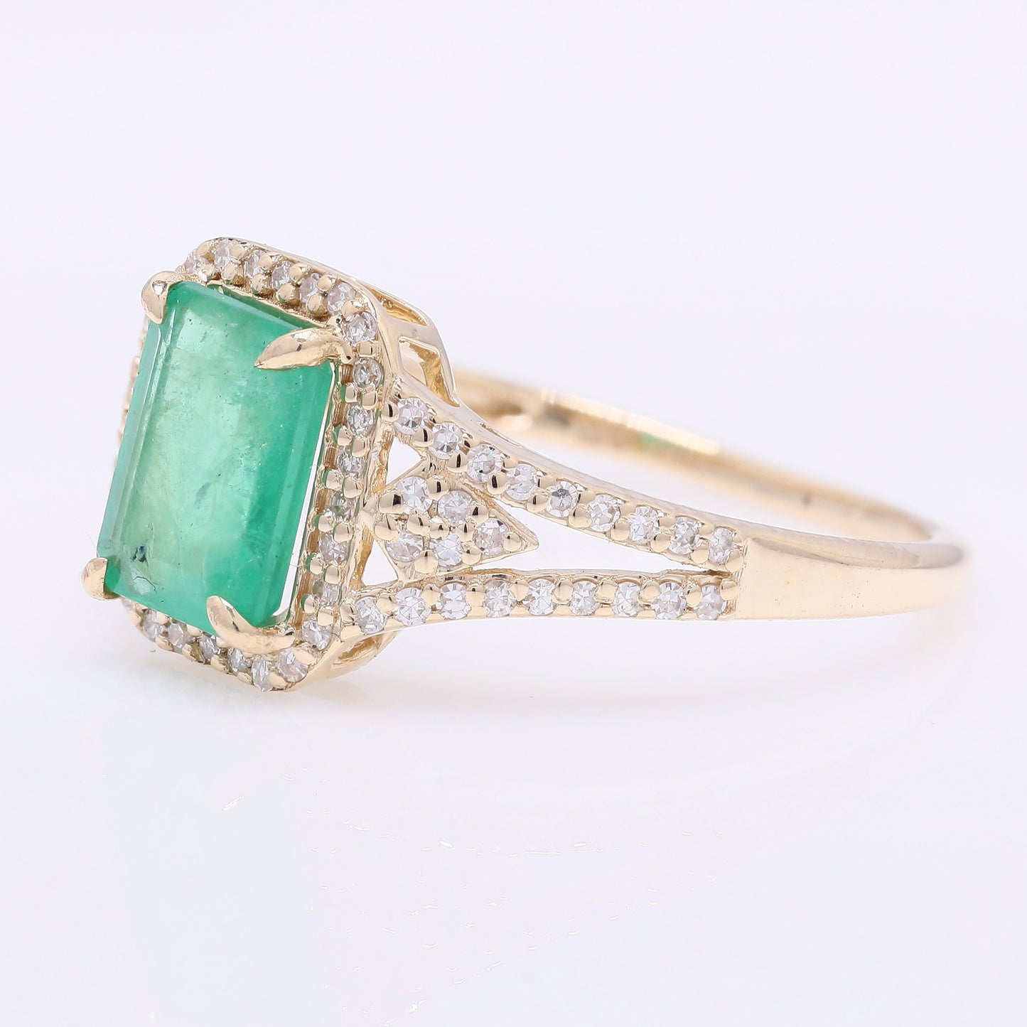 1.50 Ct Octagon Step Cut Natural Emerald 14K Gold Ring