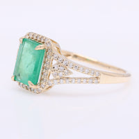 1.50 Ct Octagon Step Cut Natural Emerald 14K Gold Ring
