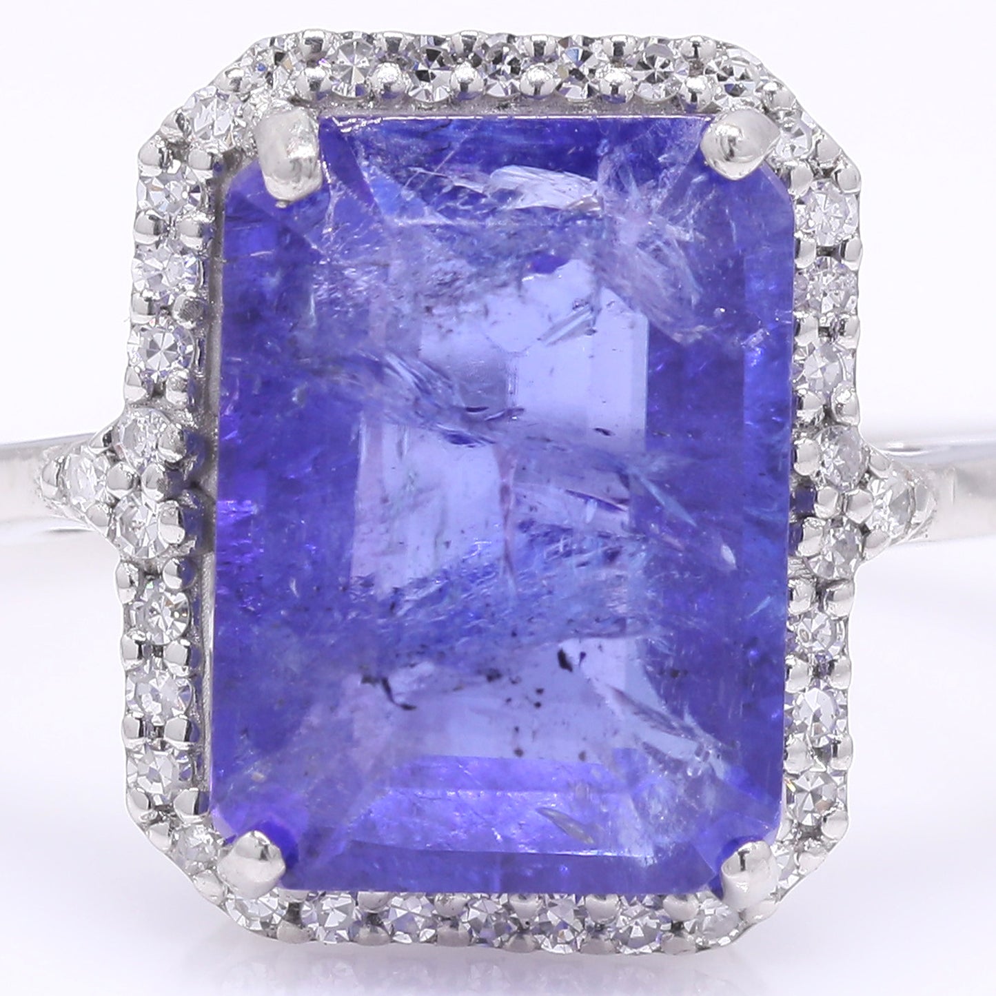 3.79 Ct Octagon Step Cut Natural Tanzanite 950 Platinum Ring