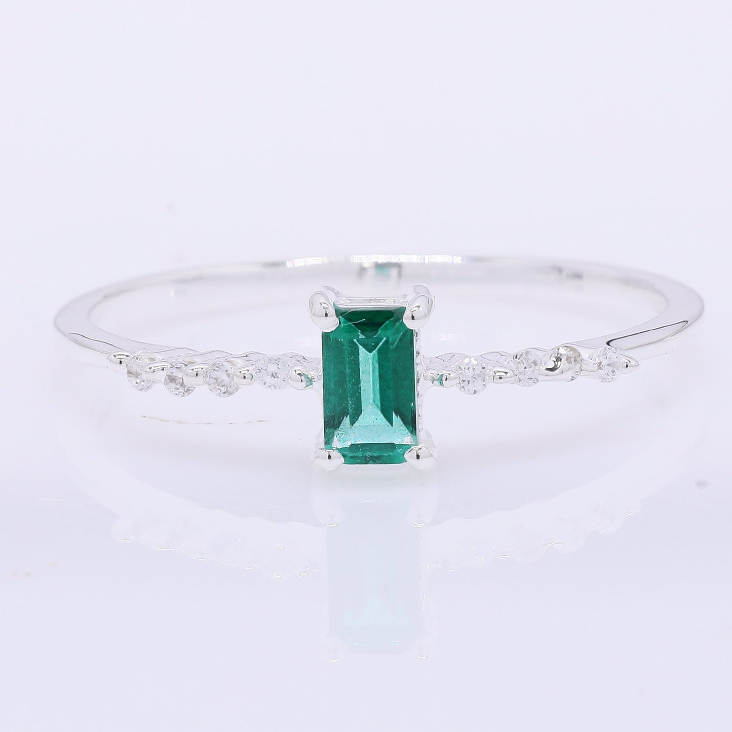 0.51 Ct Octagon Green Topaz 925 Silver Ring