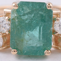 2.00 Ct Octagon Step Cut Natural Emerald 14K Gold Ring