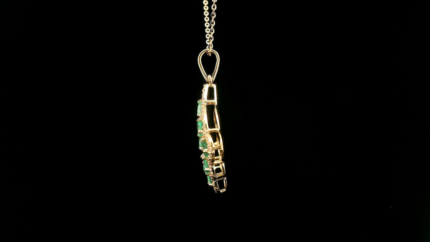 1.28 Ct Round Emerald 14K Gold Pendant