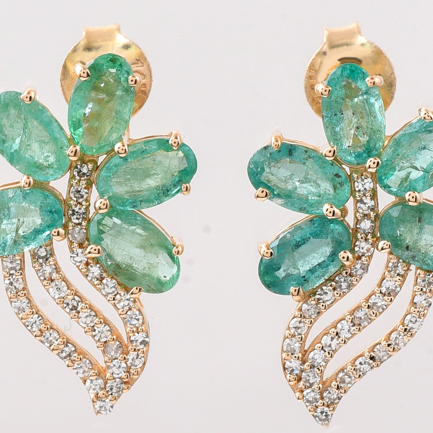 2.36 Ct Oval Emerald 14K Gold Earrings