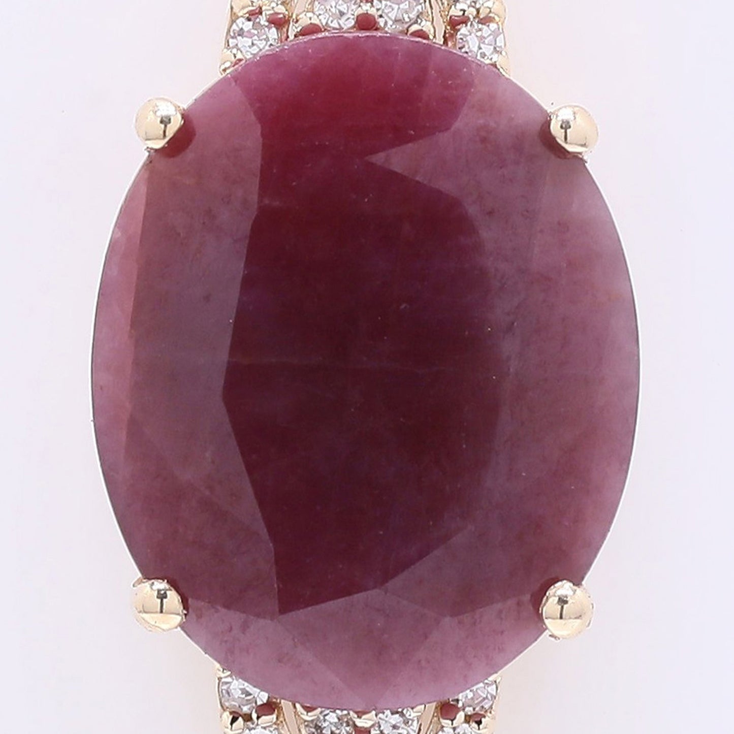 3.90 Ct Oval Mixed Cut Natural Ruby 14K Gold Pendant