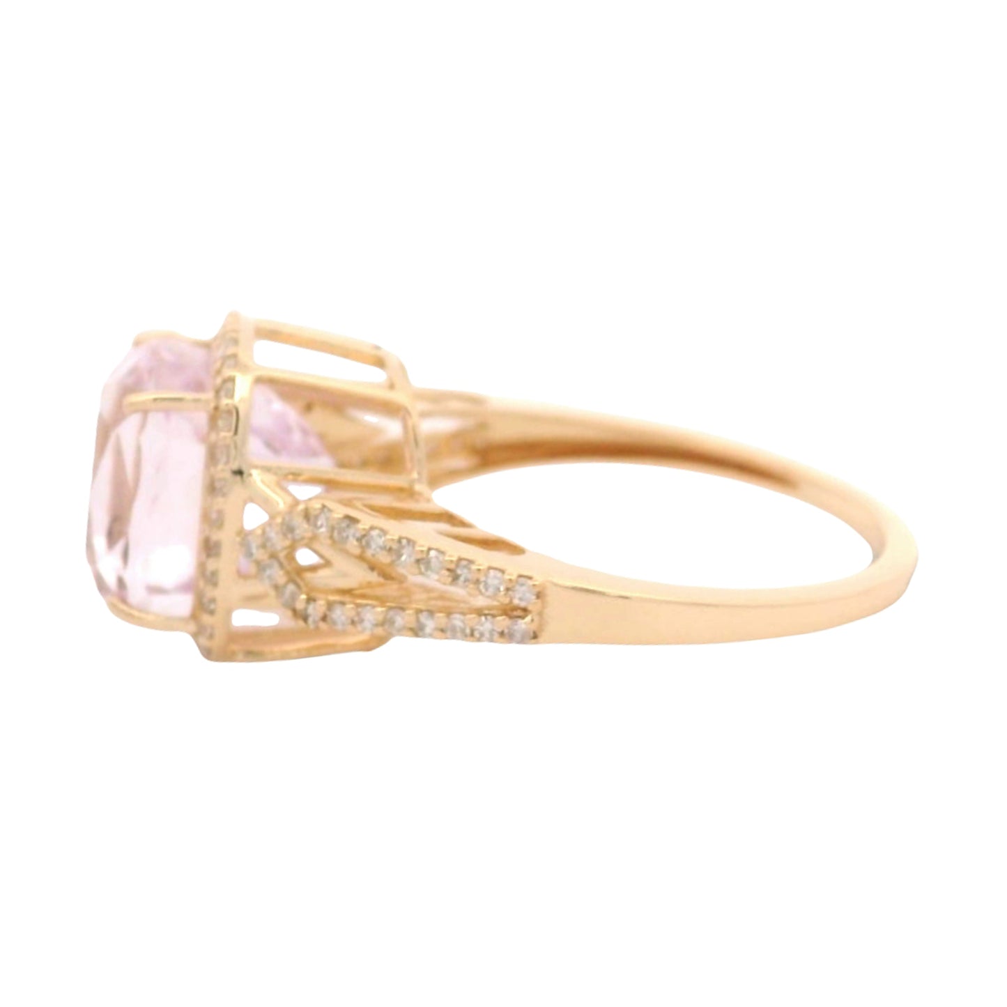 5.36 Ct Cushion Kunzite 14K Gold Ring