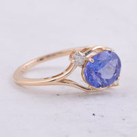 2.18 Ct Oval Natural Tanzanite 14K Gold Ring