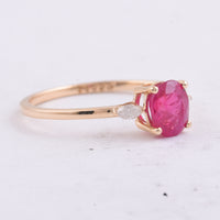 1.21 Ct Oval Natural Ruby 14K Gold Ring