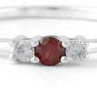 0.27 Ct Round Garnet, Cubic Zirconia, 925 Sterling Silver Ring