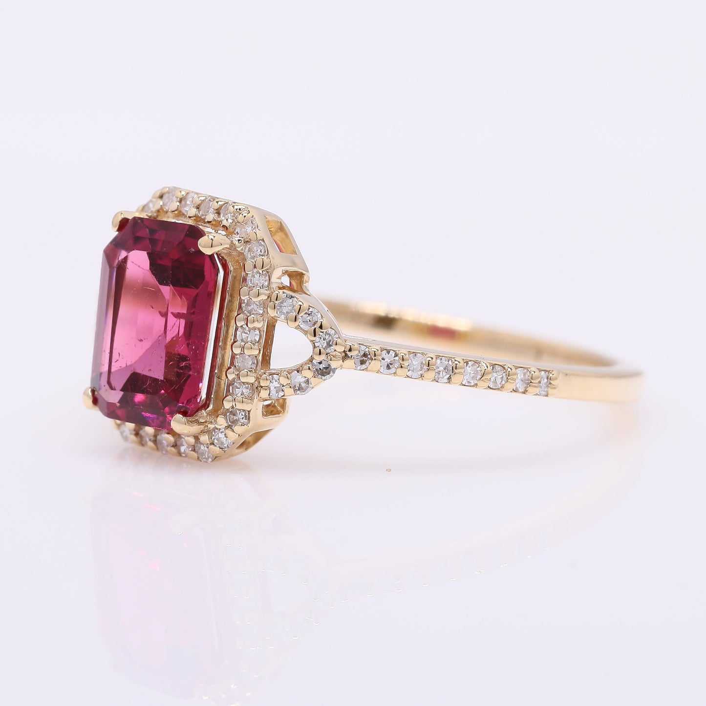 1.25 Ct Octagon Step Cut Natural Tourmaline 14K Gold Ring