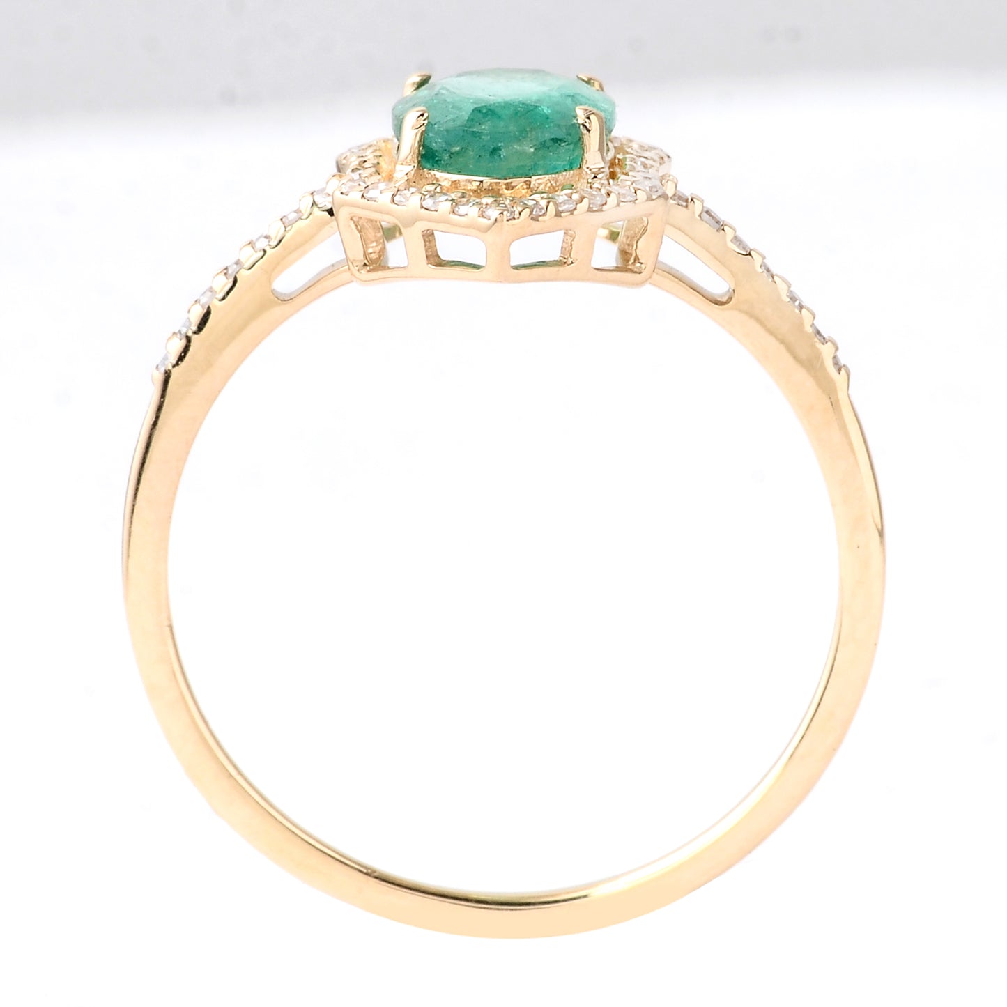 1.18 Ct Oval Mixed Cut Natural Beryl Emerald 14K Gold Ring