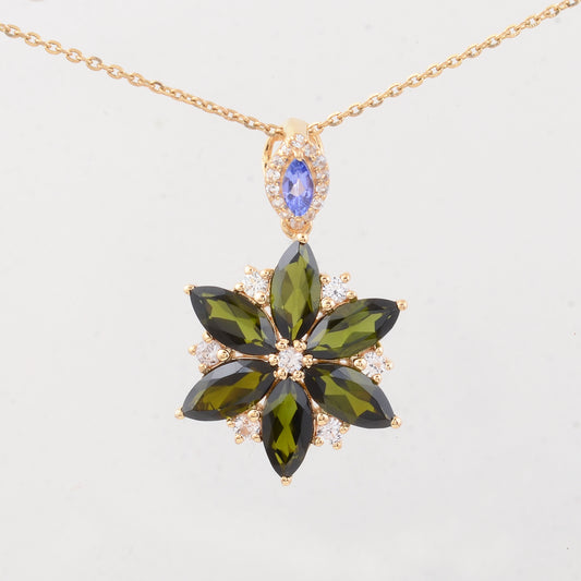 2.42 Ct Marquise Multi Tourmaline 14K Gold Pendant