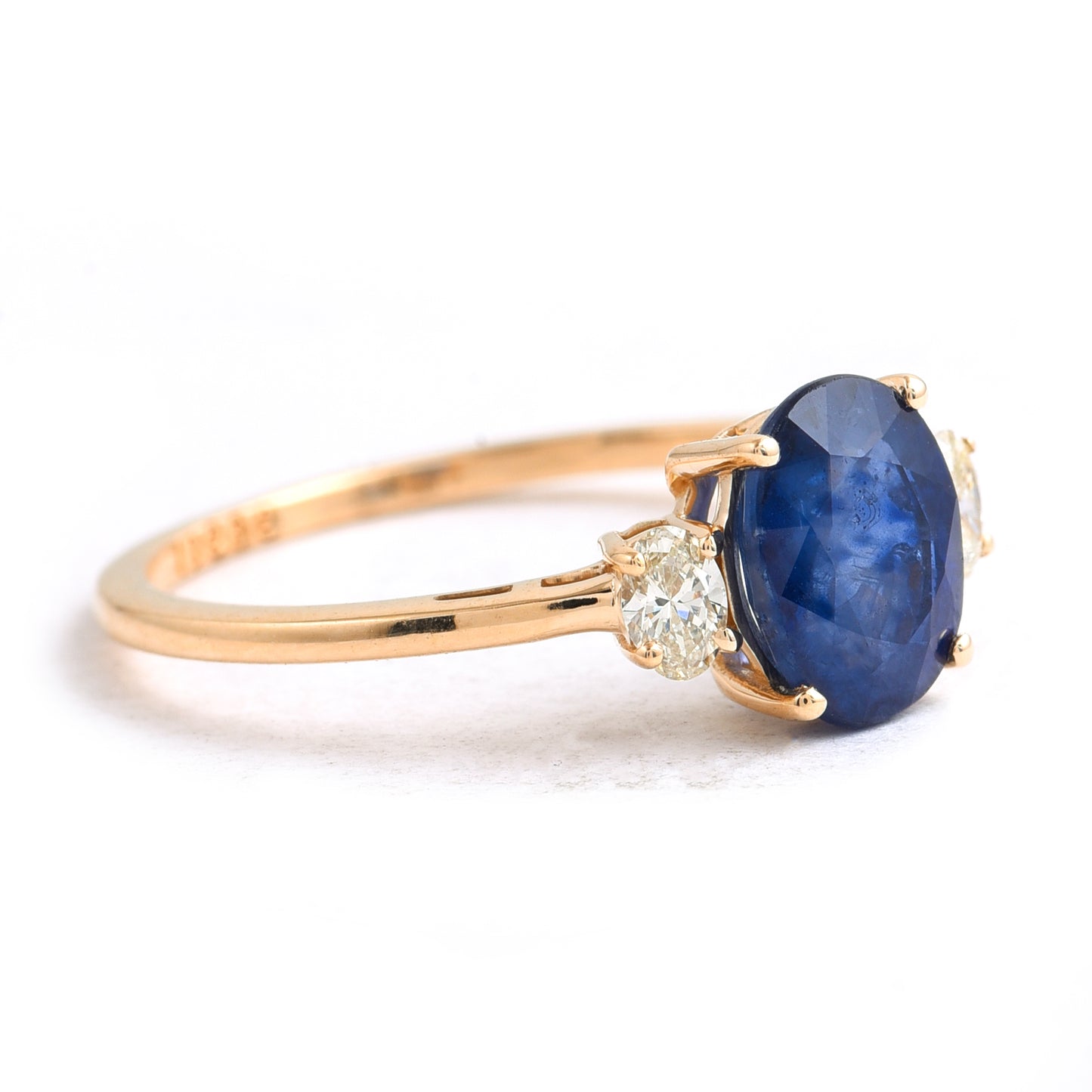 1.51 Ct Oval Mixed Cut Natural Sapphire 14K Gold Ring