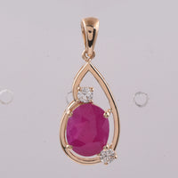 2.68 Ct Oval Natural Ruby 14K Gold Pendant