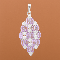 3.72 Ct Marquise Amethyst, Cubic Zirconia, 925 Sterling Silver Pendant