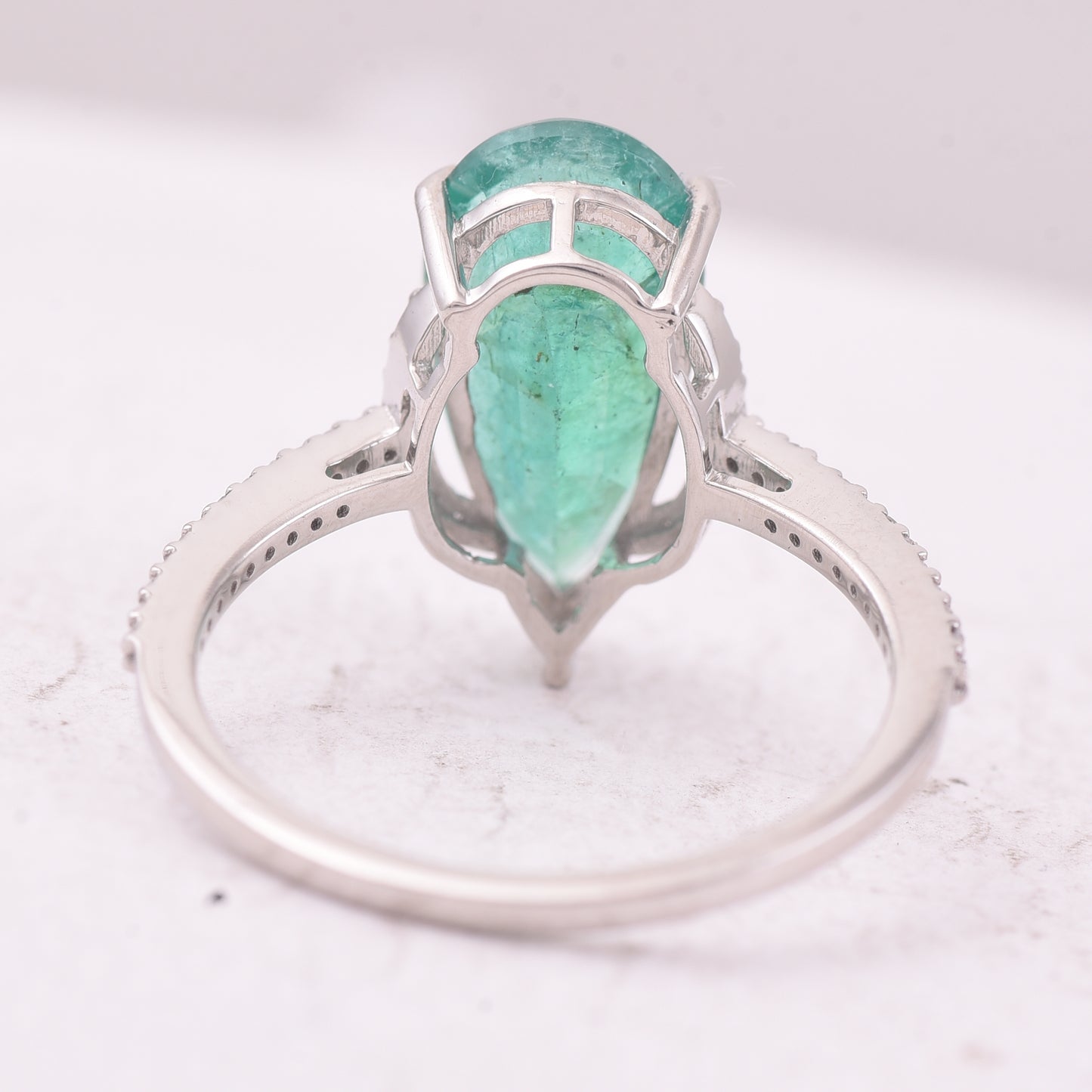 3.47 Ct Pear Mixed Cut Natural Emerald 950 Platinum Ring