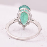 3.47 Ct Pear Mixed Cut Natural Emerald 950 Platinum Ring