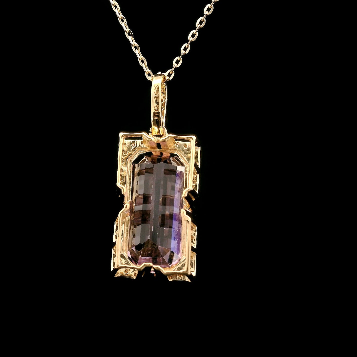 6.60 Ct Octagon Kunzite 14K Gold Pendant