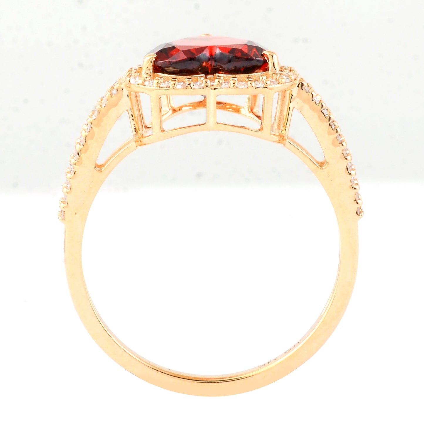 2.35 Ct Heart Mixed Cut Natural Garnet 14K Gold Ring