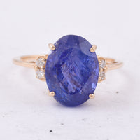 6.07 Ct Oval Natural Tanzanite 14K Gold Ring