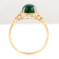 2.21 Ct Oval Cabochon Natural Beryl Emerald 14K Gold Ring