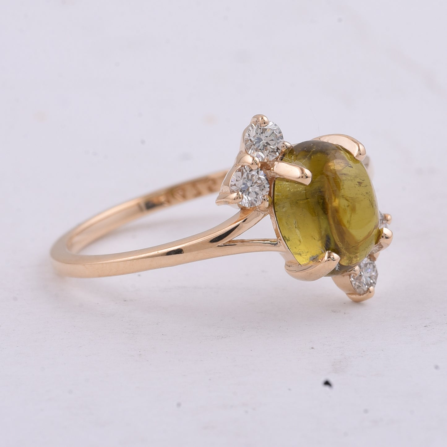1.89 Ct Oval Cabochon Cut Natural Tourmaline 14K Gold Ring