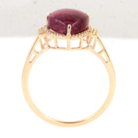 4.62 Ct Pear Cabochon Natural Tourmaline 14K Gold Ring