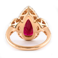 5.59 Ct Pear Ruby 18K Gold Ring