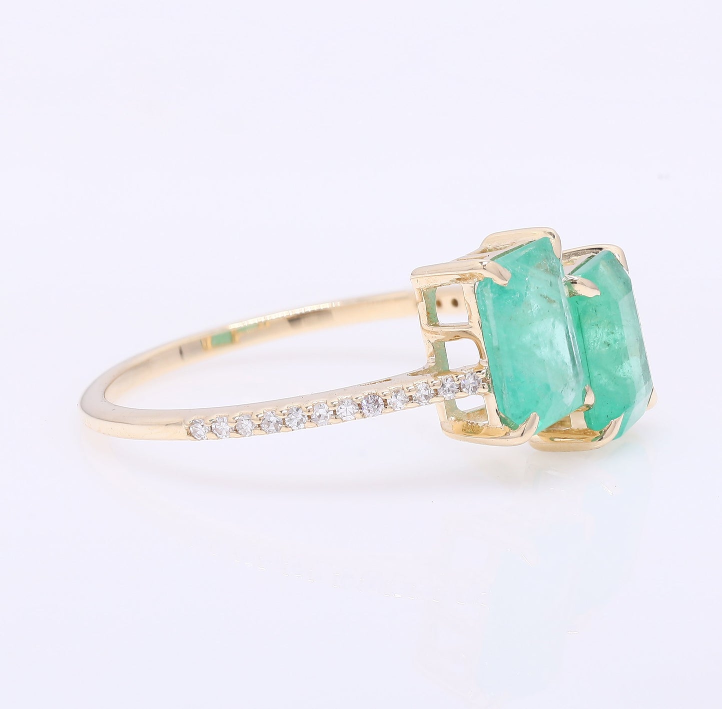 1.88 Ct Octagon Step Cut Natural Emerald 14K Gold Ring