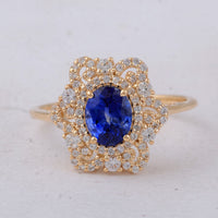 1.82 Ct Oval Sapphire 9K Gold Ring