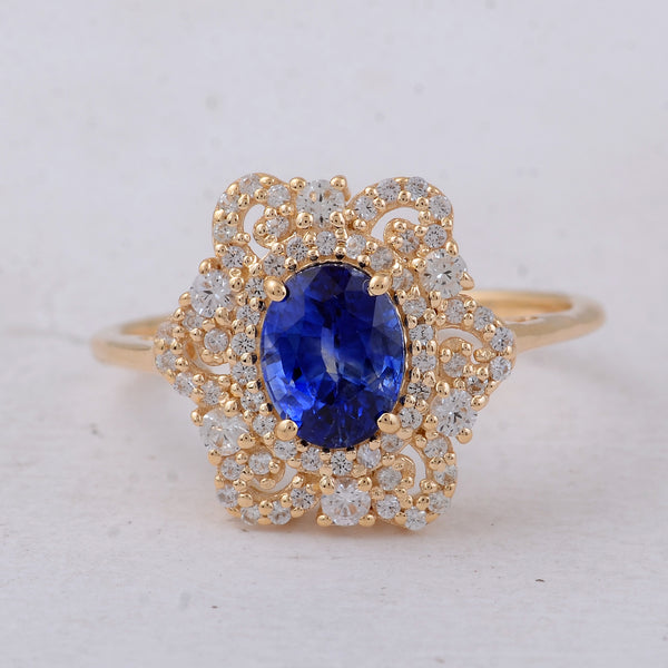 1.82 Ct Oval Sapphire 9K Gold Ring