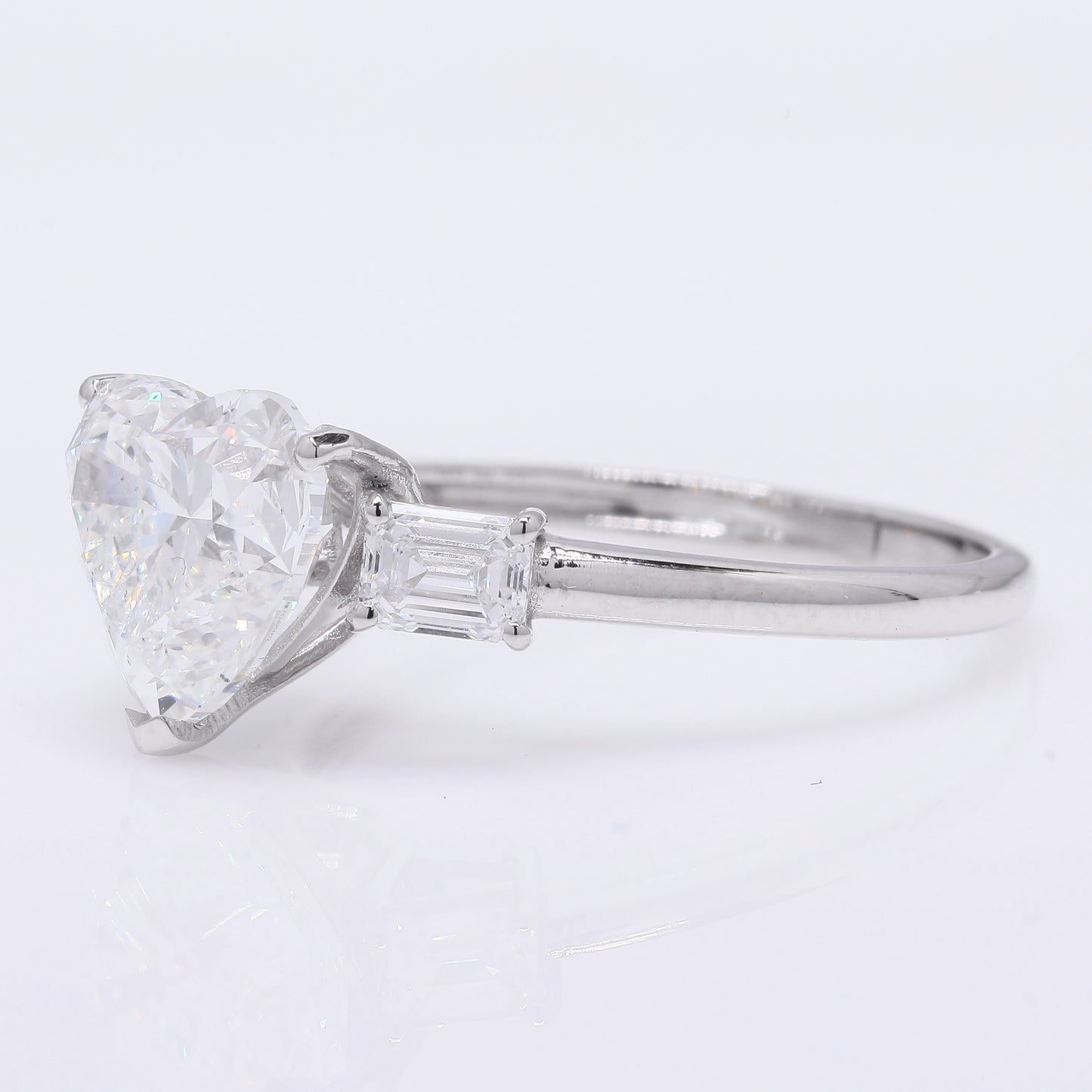 3.60 Ct Heart Brilliant Lab Grown Diamond 950 Platinum Ring