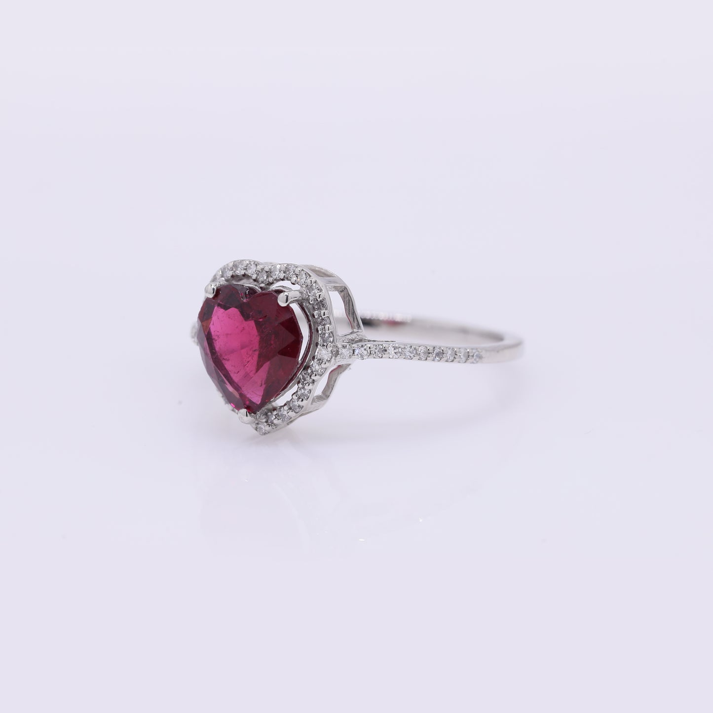 1.73 Ct Heart Mixed Cut Natural Rubellite 950 Platinum Ring