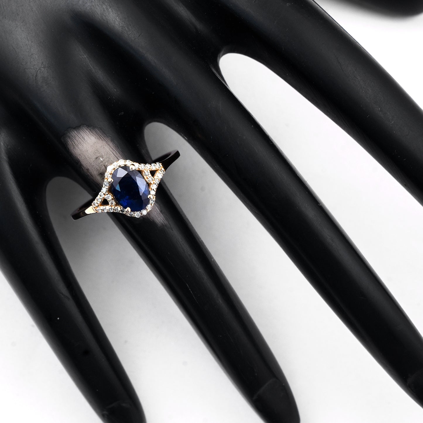 1.35 Ct Oval Mixed Cut Natural Sapphire 14K Gold Ring