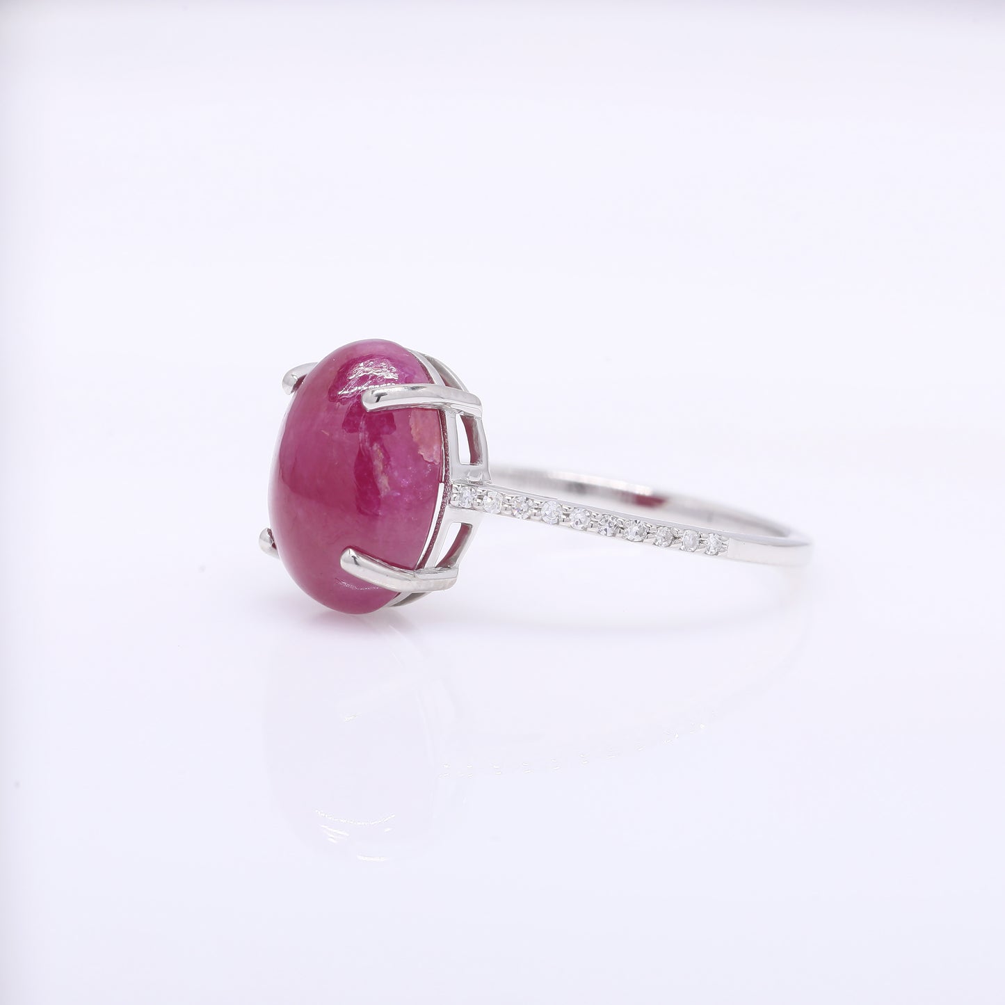5.84 Ct Oval Mixed Cut Natural Ruby 950 Platinum Ring