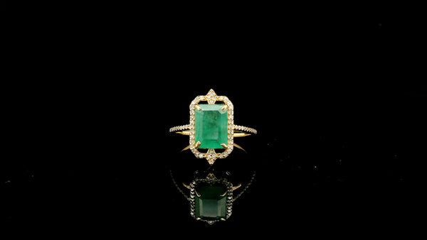 2.37 Ct Octagon Natural Emerald 14K Gold Ring