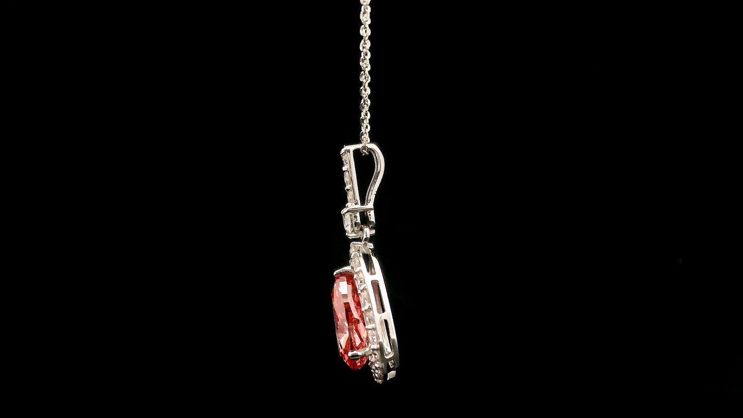 2.60 Carats Pink Lab Grown Diamond 14K Gold Pendant