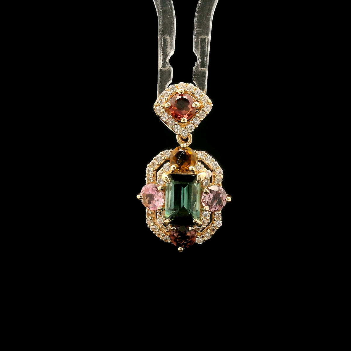 1.47 Ct Octagon Tourmaline 14K Gold Pendant