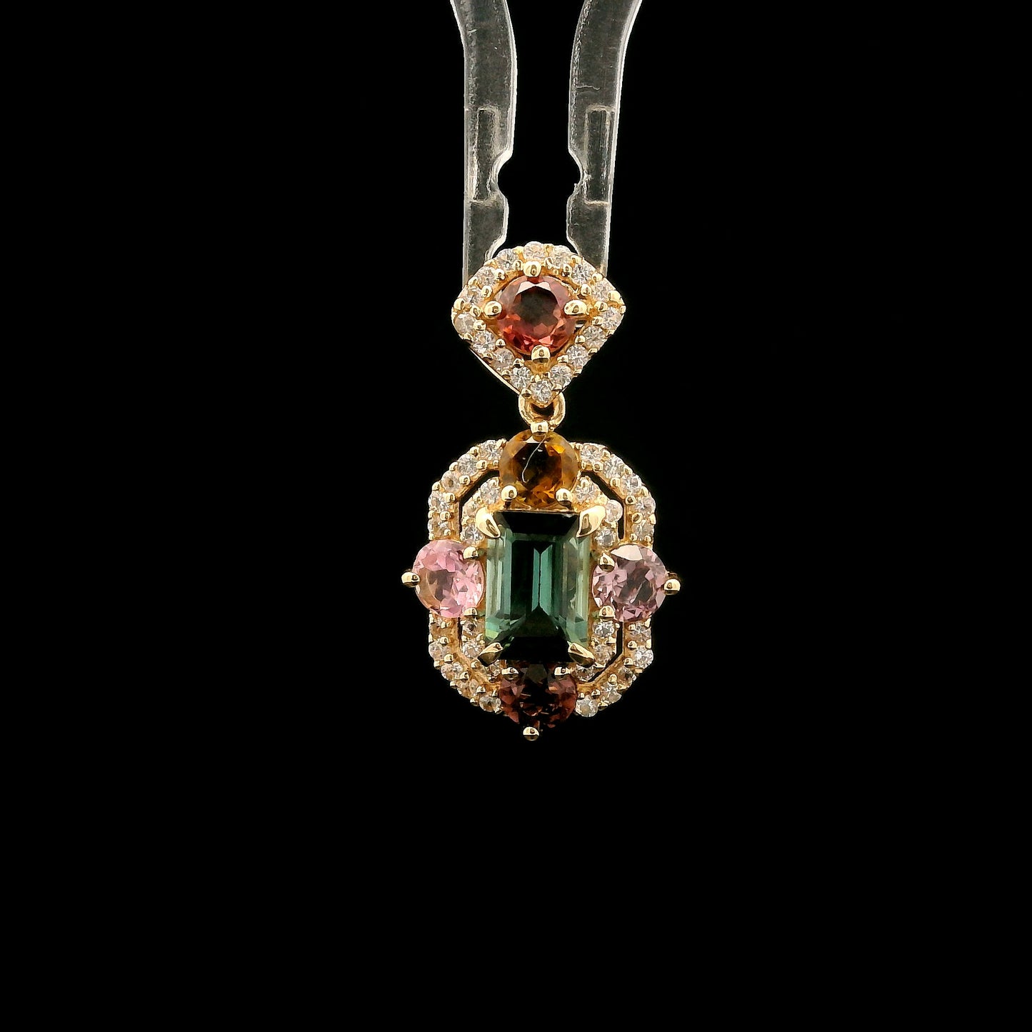 1.47 Ct Octagon Tourmaline 14K Gold Pendant