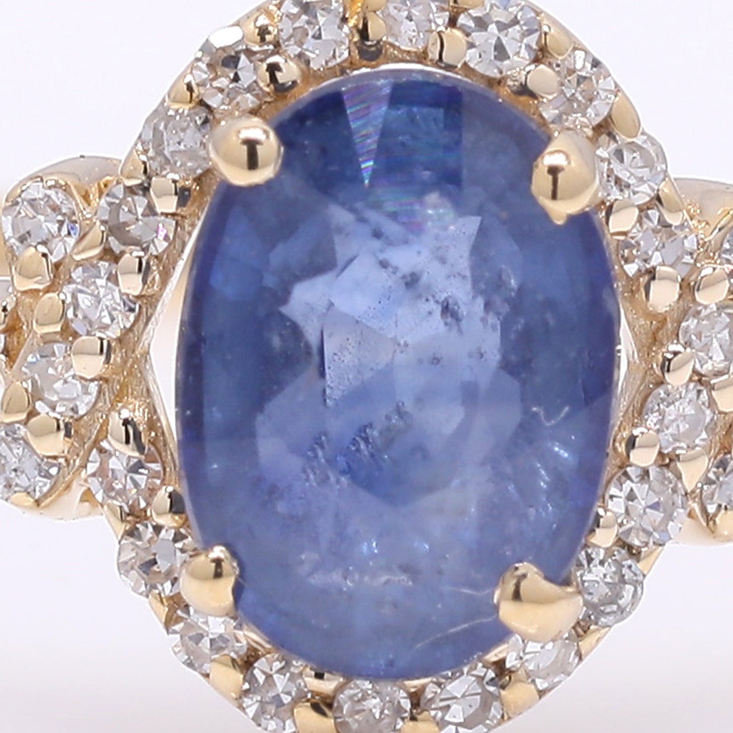 1.19 Ct Oval Mixed Cut Natural Sapphire 14K Gold Ring