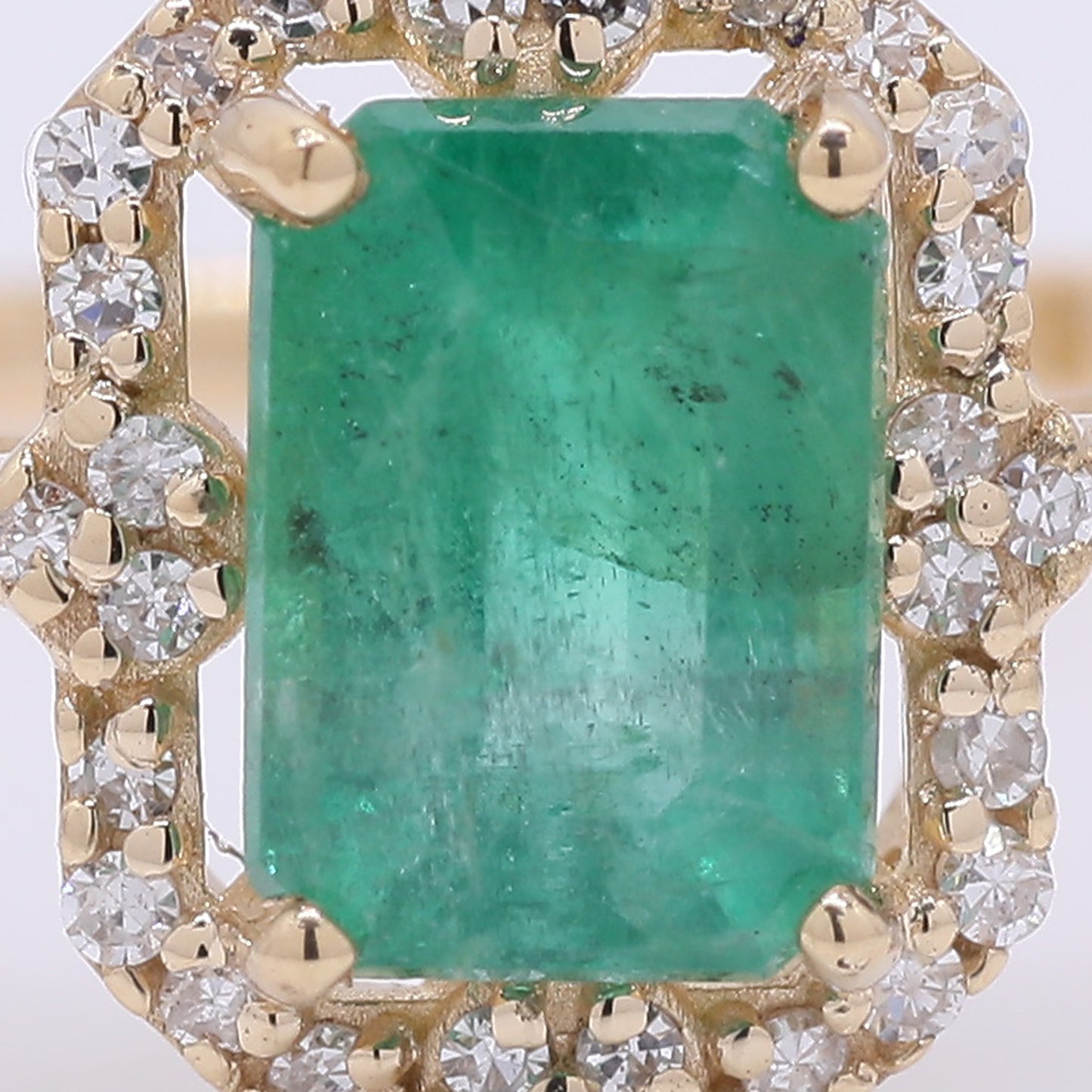 1.26 Ct Octagon Step Cut Natural Emerald 14K Gold Ring
