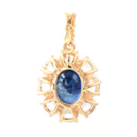 3.78 Ct Oval Mixed Cut Natural Sapphire 14K Gold Pendant