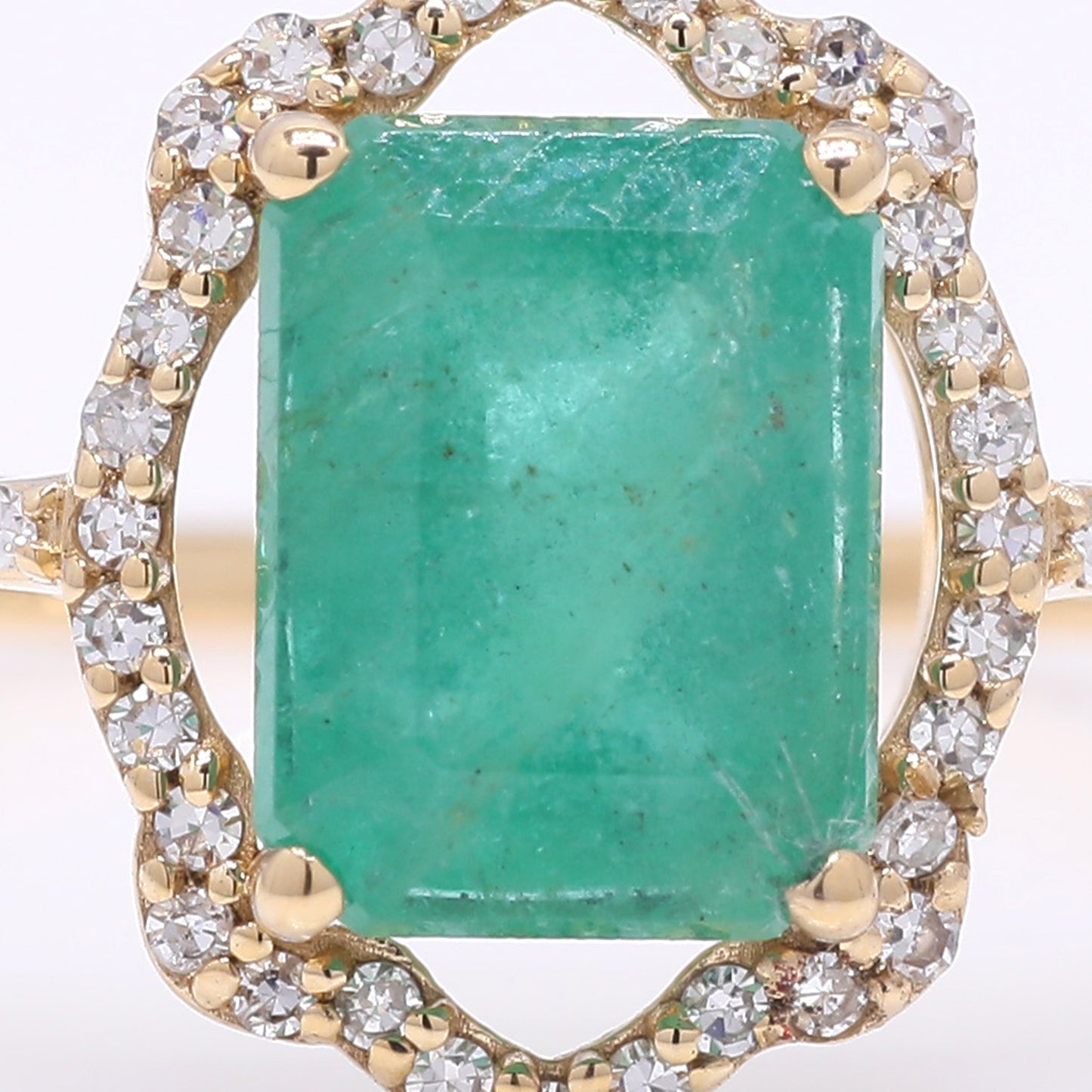 1.97 Ct Octagon Step Cut Natural Emerald 14K Gold Ring
